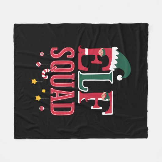 Elf Family Christmas Matching Pajamas Elf Squad Fleecedecke (Vorderseite (Horizontal))