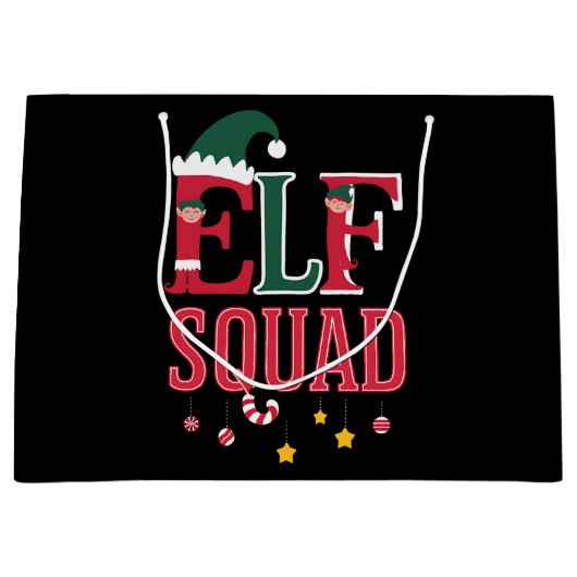 Elf Family Christmas Matching Pajamas Elf Squad Große Geschenktüte (Vorderseite)