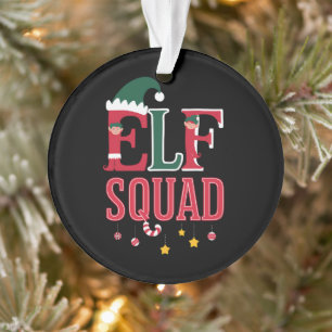 Elf Family Christmas Matching Pajamas Elf Squad Ornament