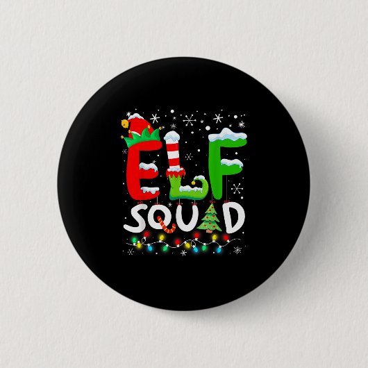Elf Family Christmas Matching Pajamas Funny Xmas E Button (Vorderseite)