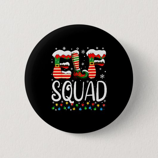 Elf Family Christmas Matching Pajamas Xmas Elf Squ Button (Vorderseite)