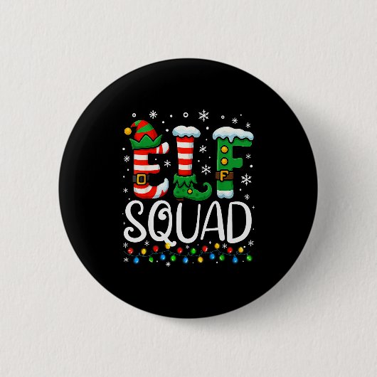 Elf Family Christmas Matching Pajamas Xmas Elf Squ Button (Vorderseite)