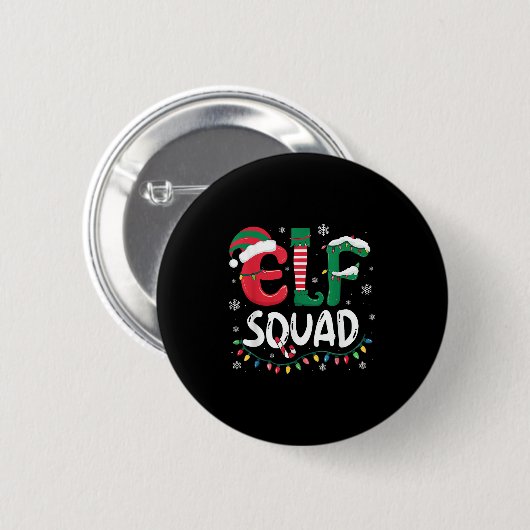 Elf Family Christmas Matching Pajamas Xmas Elf Squ Button (Vorne & Hinten)