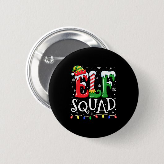 Elf Family Christmas Matching Pajamas Xmas Elf Squ Button (Vorne & Hinten)