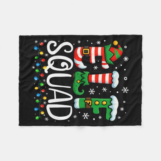 Elf Family Christmas Matching Pajamas Xmas Elf Squ Fleecedecke (Vorderseite (Horizontal))