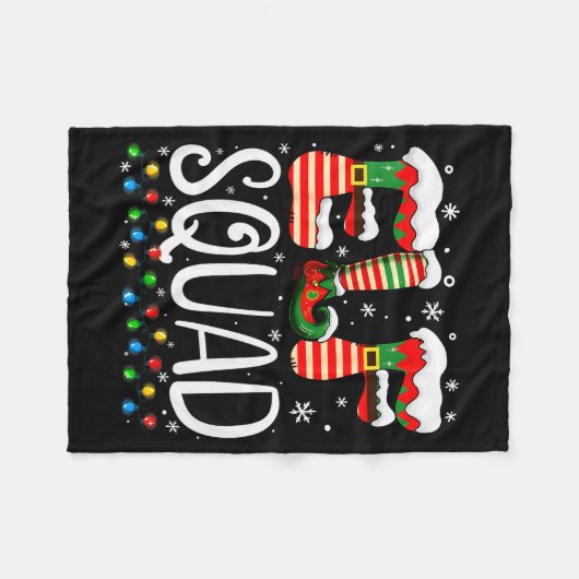 Elf Family Christmas Matching Pajamas Xmas Elf Squ Fleecedecke (Vorderseite (Horizontal))