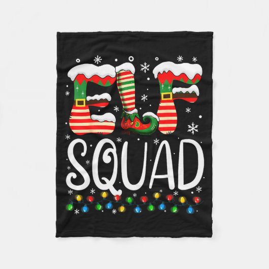 Elf Family Christmas Matching Pajamas Xmas Elf Squ Fleecedecke (Vorderseite)