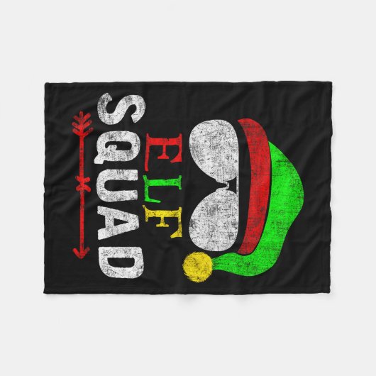 Elf Family Christmas Matching Pajamas Xmas Elf Squ Fleecedecke (Vorderseite (Horizontal))