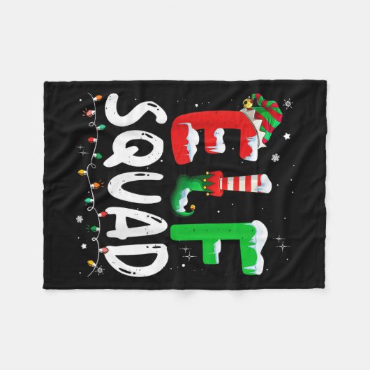 Elf Family Christmas Matching Pajamas Xmas Elf Squ Fleecedecke (Vorderseite (Horizontal))