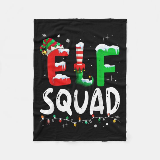 Elf Family Christmas Matching Pajamas Xmas Elf Squ Fleecedecke (Vorderseite)