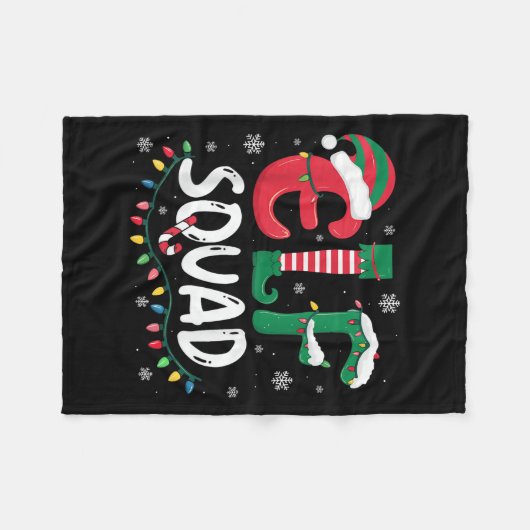 Elf Family Christmas Matching Pajamas Xmas Elf Squ Fleecedecke (Vorderseite (Horizontal))
