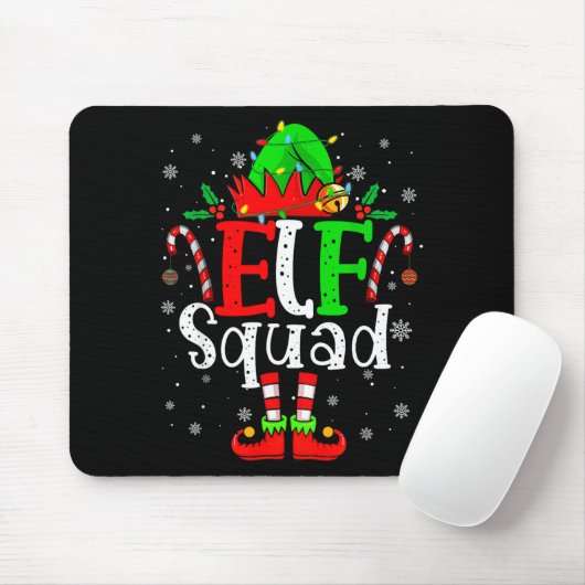 Elf Family Christmas Matching Pajamas Xmas Elf Squ Mousepad (Mit Mouse)