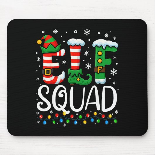 Elf Family Christmas Matching Pajamas Xmas Elf Squ Mousepad (Vorne)