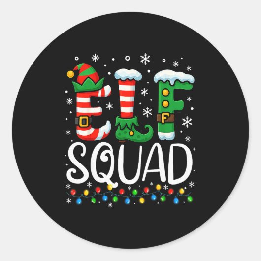 Elf Family Christmas Matching Pajamas Xmas Elf Squ Runder Aufkleber (Vorderseite)