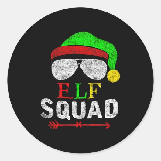 Elf Family Christmas Matching Pajamas Xmas Elf Squ Runder Aufkleber (Vorderseite)