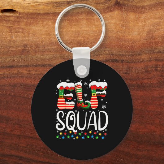 Elf Family Christmas Matching Pajamas Xmas Elf Squ Schlüsselanhänger (Vorderseite)