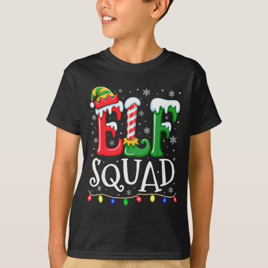 Elf Family Christmas Matching Pajamas Xmas Elf Squ T-Shirt (Vorderseite)