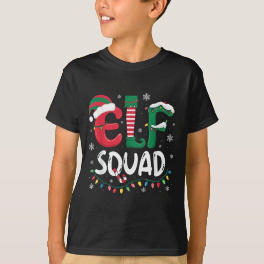 Elf Family Christmas Matching Pajamas Xmas Elf Squ T-Shirt (Vorderseite)
