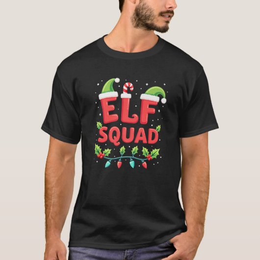 Elf Family Xmas Christmas Matching Pajamas Elf Squ T-Shirt (Vorderseite)