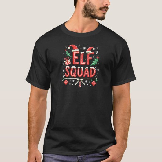 Elf Family Xmas Christmas Matching Pajamas Elf Squ T-Shirt (Vorderseite)