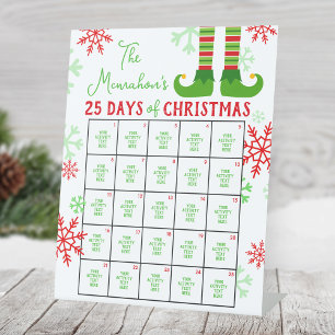 Elf Feet 25 Tage Weihnachtsaktivität Sockelschild