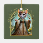 Elf Feline Fantasy Adventure Keramikornament (Rückseite)