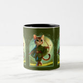 Elf Feline Fantasy Adventure Zweifarbige Tasse (Mittel)