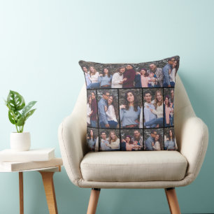 Elf Fotos Familienzusammenkunft Wurf Kissen