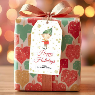 Elf-Geschenketiketten, Holidays-Gunst-Tags Geschenkanhänger