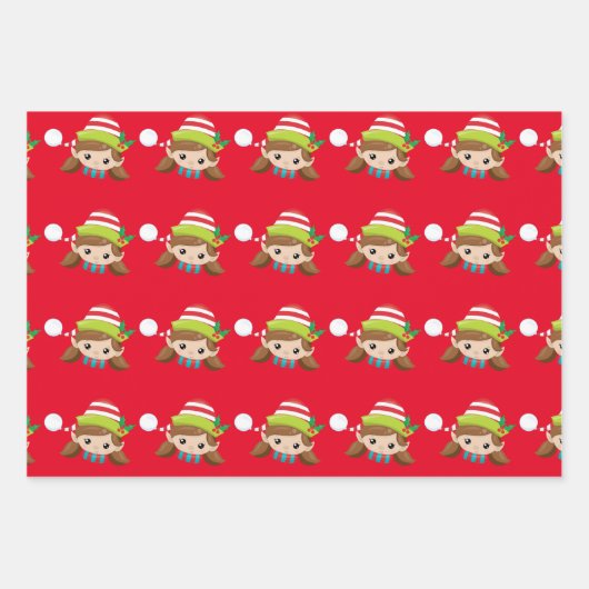 Elf Gesichter und Füße Weihnachtsjubelmuster Geschenkpapier Set (Vorderseite 3)