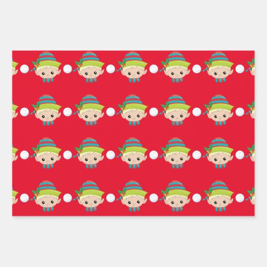 Elf Gesichter und Füße Weihnachtsjubelmuster Geschenkpapier Set (Vorderseite 2)