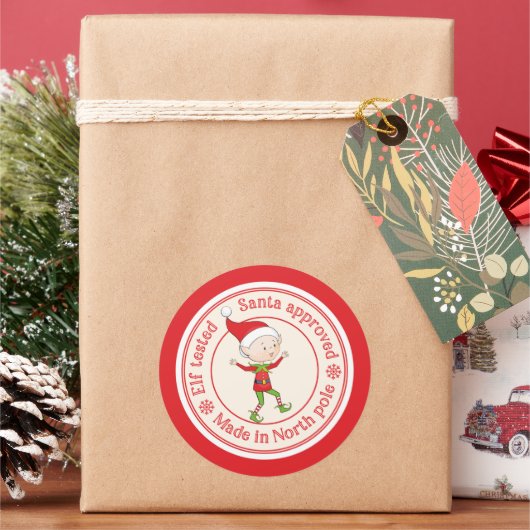 elf getestet vom Santa genehmigte Nordpol Runder Aufkleber (Feiertag)