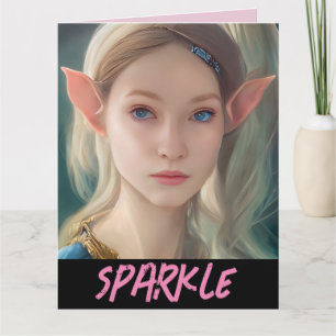 ELF GIRL FANTASY SPARKLE VALENTINE'S DAY CARD KARTE