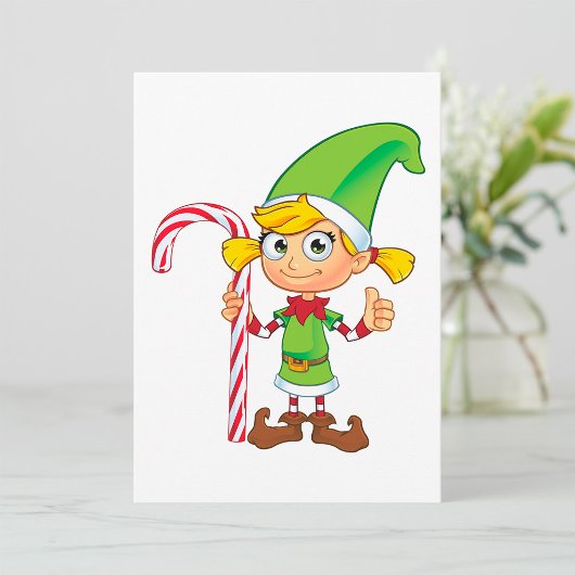 Elf Girl mit Candy Cane Einladungen