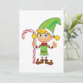 Elf Girl mit Candy Cane Einladungen (Stehend Vorderseite)