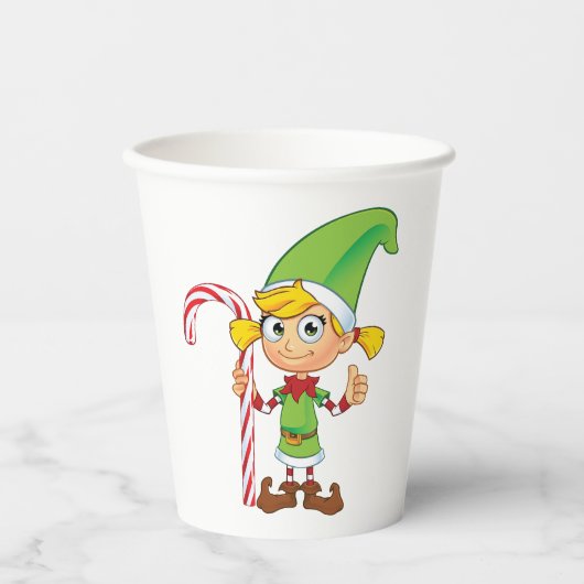 Elf Girl mit Candy Cane Pappbecher (Vorderseite)