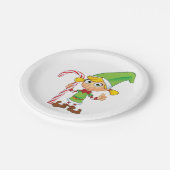 Elf Girl mit Candy Cane Pappteller (Schrägansicht)