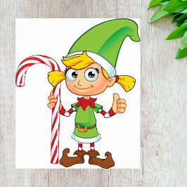 Elf Girl mit Candy Cane Poster