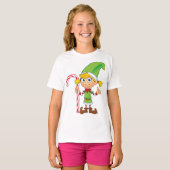 Elf Girl mit Candy Cane T-Shirt (Vorne ganz)
