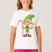 Elf Girl mit Candy Cane T-Shirt (Vorderseite)