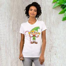 Elf Girl mit Candy Cane Womens T - Shirt