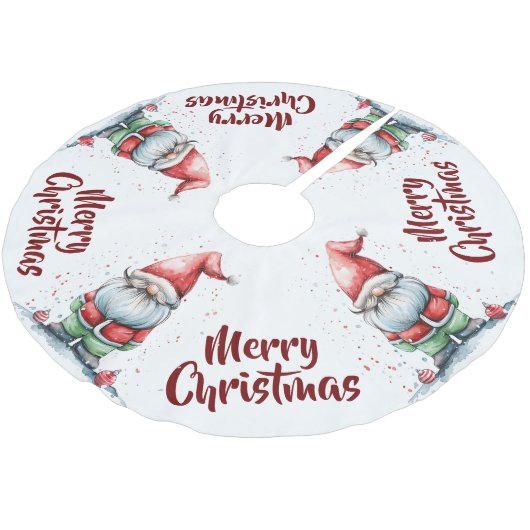 Elf Gnome Polyester Weihnachtsbaumdecke (Schrägansicht)