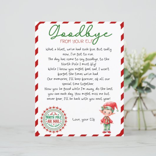 Elf Goodbye Letter, Elf Departure Letter (Stehend Vorderseite)