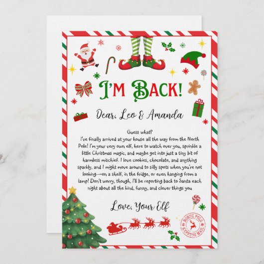 elf goodbye letter - elf return letter einladung (Vorne/Hinten)