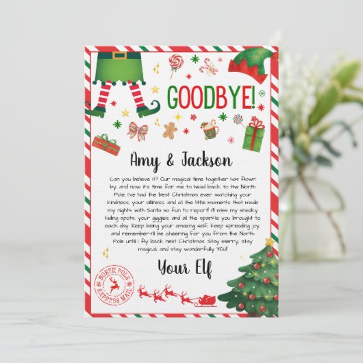 elf goodbye letter - elf return letter einladung (Stehend Vorderseite)