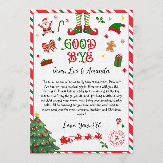 elf goodbye letter - elf return letter invitation einladung (Vorderseite)
