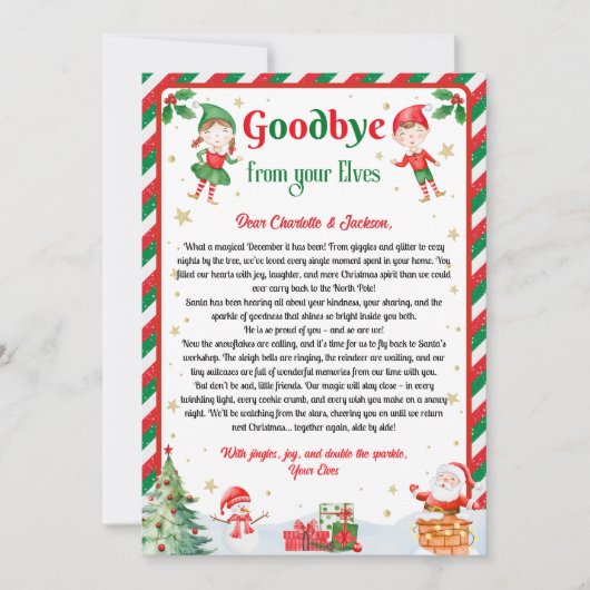 Elf Goodbye Letter Goodbye from Elf Christmas Einladung (Vorderseite)