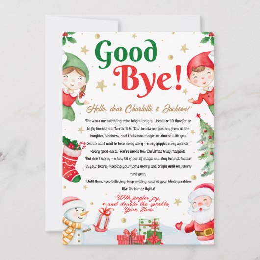 Elf Goodbye Letter Goodbye from Elf Christmas Einladung (Vorderseite)