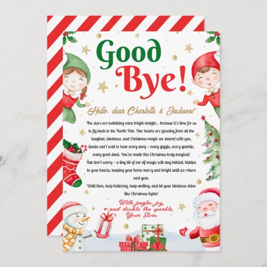 Elf Goodbye Letter Goodbye from Elf Christmas Einladung (Vorne/Hinten)