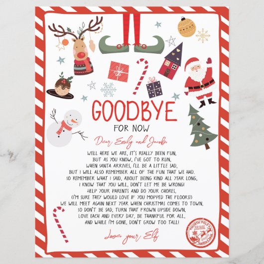 Elf Goodbye Letter Goodbye von Elf Weihnachten (Vorderseite)